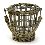 Кашпо стеклянное в плетёной корзине Timber варинант исполнения - 2 | Loft Concept в Челябинске