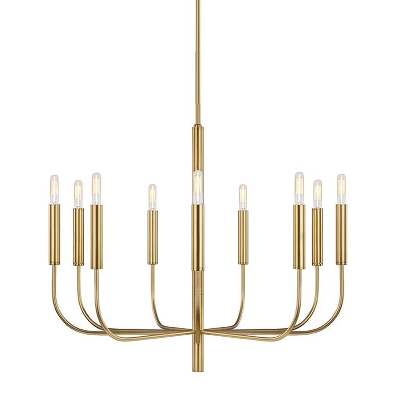 Люстра подвесная с 9-ю лампами Feiss Никель Латунь в Челябинске | Loft Concept 