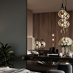 Настольная лампа черного цвета с круглым прозрачным стеклянным плафоном Virelia  варинант исполнения - 2 | Loft Concept в Челябинске