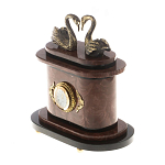 Часы настольные из натурального камня с декором в виде двух лебедей Swans Stone Clock варинант исполнения - 6 | Loft Concept в Челябинске