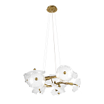 Люстра подвесная круглая с ветвистыми бронзовыми элементами и стеклянными рифлеными дисками Textured Glass Chandelier варинант исполнения - 3 | Loft Concept в Челябинске