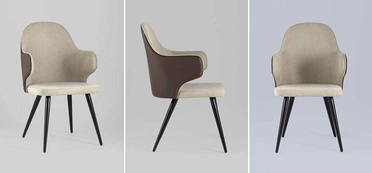 Стул Miruna Fabric and Leather Chair с Подлокотником Стул Miruna Fabric and Leather Chair с Подлокотником - Loft-Concept в Челябинске