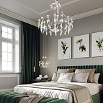 Люстра подвесная из металла с хрустальными подвесками прозрачного цвета Quasar 41 варинант исполнения - 13 | Loft Concept в Челябинске