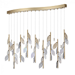 Люстра с золотистыми трубками и прозрачными стеклянными листьями на подвесах Sylva  варинант исполнения - 2 | Loft Concept в Челябинске