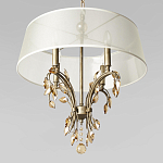 Люстра подвесная круглая с тканевым полупрозрачным абажуром и подвесками 4 лампы Gilded Elegance варинант исполнения - 4 | Loft Concept в Челябинске
