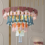 Люстра круглая с декором из разноцветных элементов в виде листьев Changing Seasons варинант исполнения - 11 | Loft Concept в Челябинске