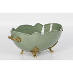 Чаша зеленого цвета из фарфора с волнообразным краем Eden Garden porcelain and bronze варинант исполнения - 1 | Loft Concept в Челябинске
