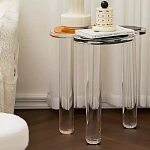 Дизайнерский журнальный стол с фигурной столешницей на 3-х прозрачных ножках Rahakif варинант исполнения - 2 | Loft Concept в Челябинске