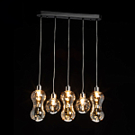 Люстра с 3-мя плафонами волнообразной формы цвета янтарь и 2-мя прозрачными шарообразными плафонами Lucid Rain  варинант исполнения - 3 | Loft Concept в Челябинске