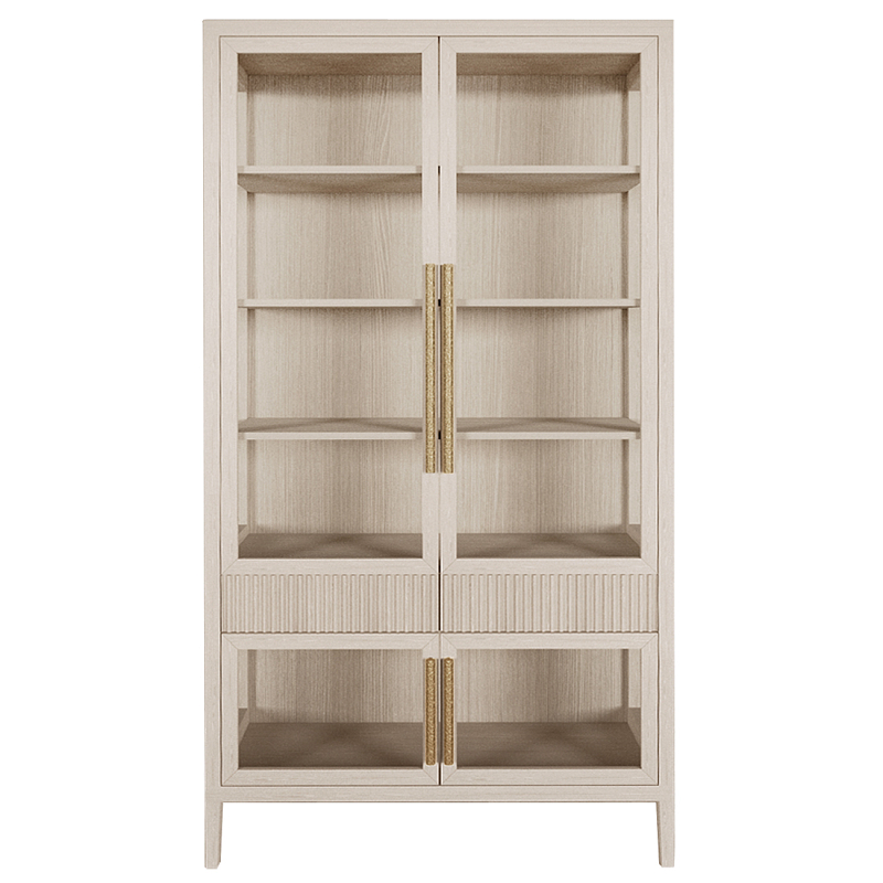 Витрина Primo со стеклянными фасадами и 2 ящиками Светлый дуб Древесина Золотой в Челябинске | Loft Concept 