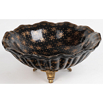 Блюдо черного цвета из фрафора на бронзовых ножках Eden Garden porcelain and bronze варинант исполнения - 2 | Loft Concept в Челябинске