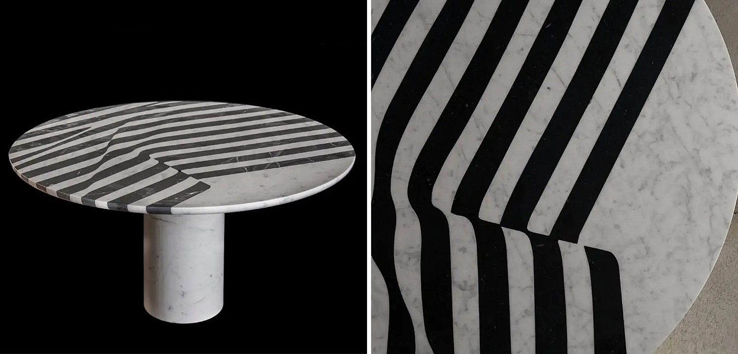 Обеденный стол Safwan Black and White Stripes Dining Table Обеденный стол Safwan Black and White Stripes Dining Table - Loft-Concept в Челябинске