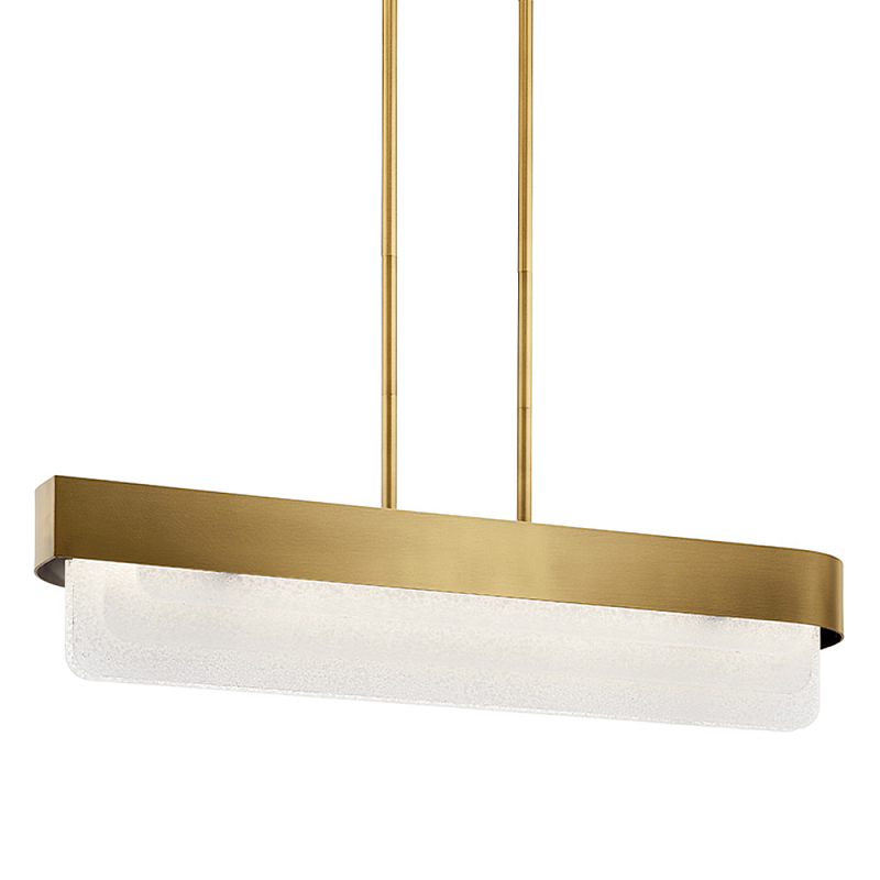 Люстра подвесная прямоугольная цвета латунь Kichler Латунь Прозрачное Стекло Белый в Челябинске | Loft Concept 