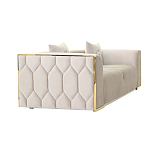 Диван двухместный  бежевый с золотым каркасом Bertrude варинант исполнения - 1 | Loft Concept в Челябинске