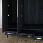 Большой Шкаф Primo Черный дуб с 3 дверьми и 3 выдвижными ящиками варинант исполнения - 7 | Loft Concept в Челябинске