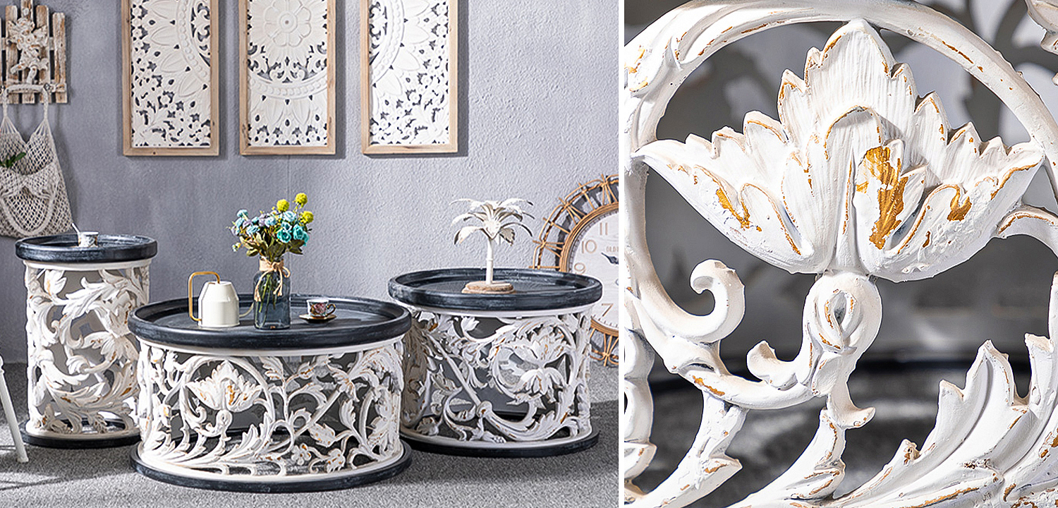 Кофейный стол Fleurette Provence Black White Side Table 63 - Loft-Concept в Челябинске