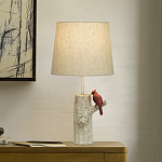 Настольная лампа с тканевым абажуром и основанием в виде птицы на дереве Simurq варинант исполнения - 2 | Loft Concept в Челябинске