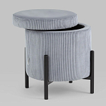 Серо-голубой пуф на черных ножках SANJAY варинант исполнения - 2 | Loft Concept в Челябинске