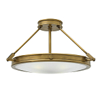 Потолочный светильник цвета латунь с плоским круглым плафоном Hinkley варинант исполнения - 1 | Loft Concept в Челябинске