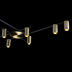 Потолочный светильник с 10-ю цилиндрическими плафонами цвета латунь TRIBES CHANDELIER варинант исполнения - 5 | Loft Concept в Челябинске