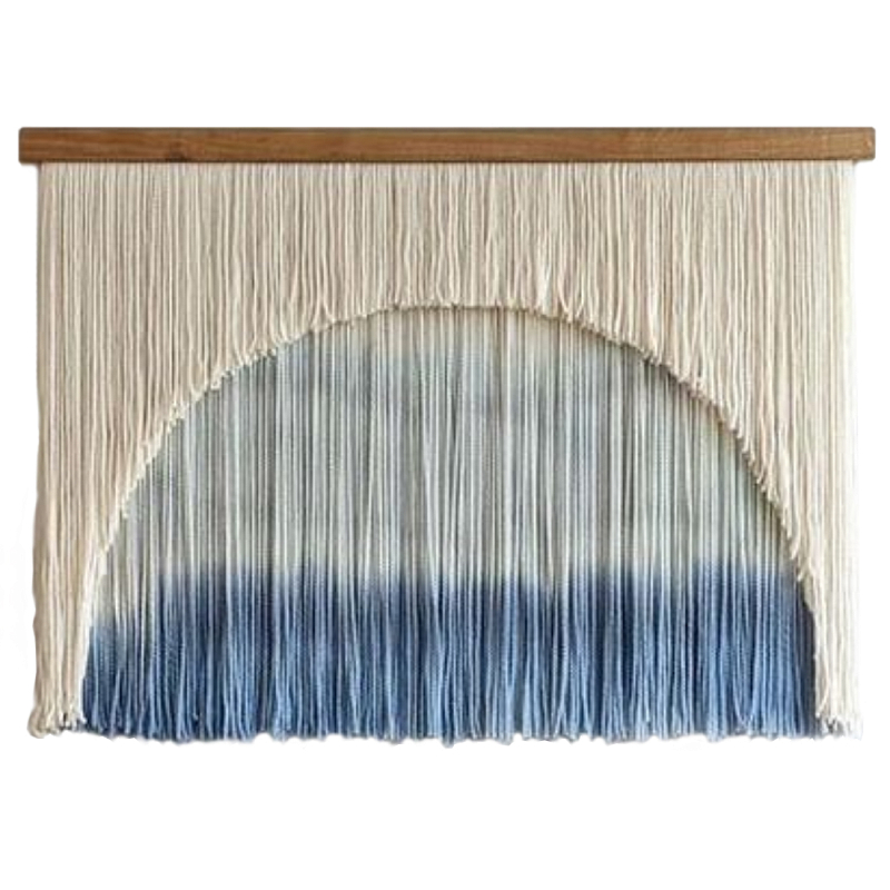 Панно дизайнерское из нитей Quiet Sea Голубой Бежевый в Челябинске | Loft Concept 