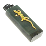 Зажигалка газовая из натурального камня Офиокальцит с декоративной металлической вставкой в виде ящерицы Metal Stone Lighters варинант исполнения - 3 | Loft Concept в Челябинске