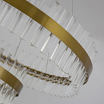 Люстра подвесная двухъярусная с золотистымыми кольцами и прозрачными стеклянными элементами Ring Horizontal варинант исполнения - 4 | Loft Concept в Челябинске