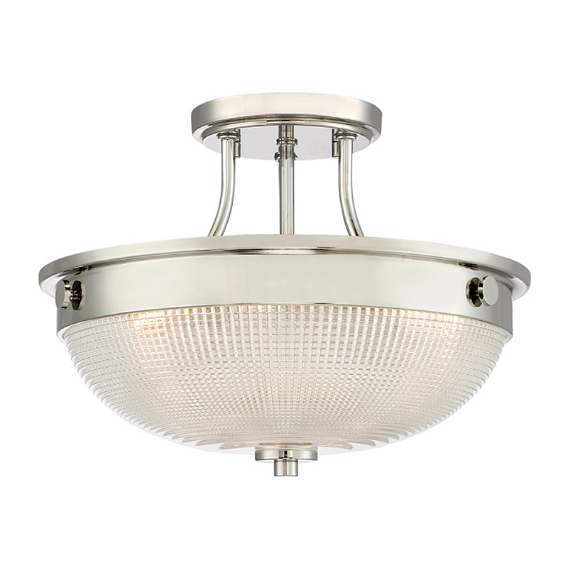 Потолочный светильник со стеклянным плафоном в виде купола Quoizel Серебряный Бронза Прозрачное Стекло Латунь в Челябинске | Loft Concept 