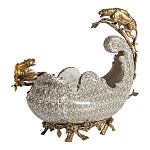 Чаша для фруктов из фарфора бронзовыми фигурками леопардов Eden Garden варинант исполнения - 1 | Loft Concept в Челябинске