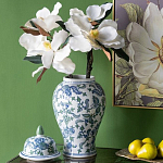 Ваза с крышкой и зелено-голубым рисунком на белом фоне 51 см Blue & White Ornament варинант исполнения - 4 | Loft Concept в Челябинске