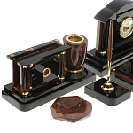 Настольный письменный набор с часами из природного камня обсидиана Peace Contract варинант исполнения - 3 | Loft Concept в Челябинске