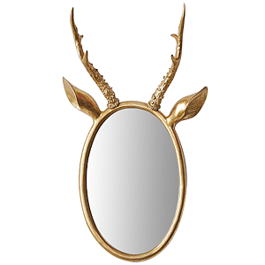 Овальное зеркало с декором оленьи рога Golden Deer Mirror
