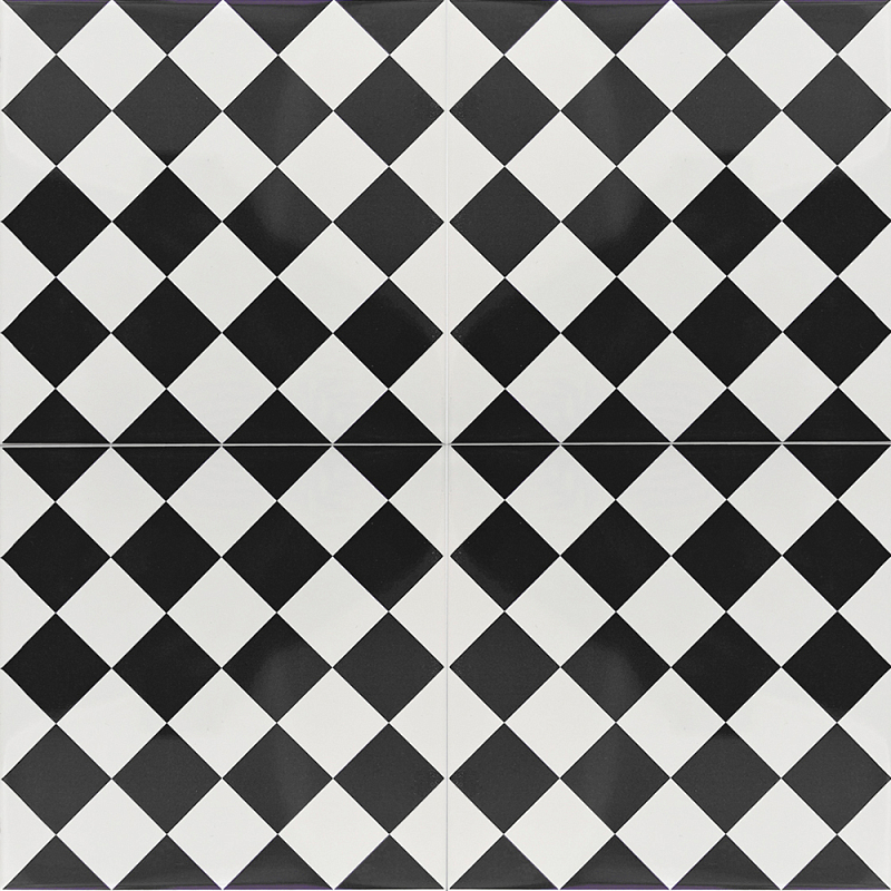 Дизайнерская плитка с узором Шахматка Белый Черный Синий в Челябинске | Loft Concept 