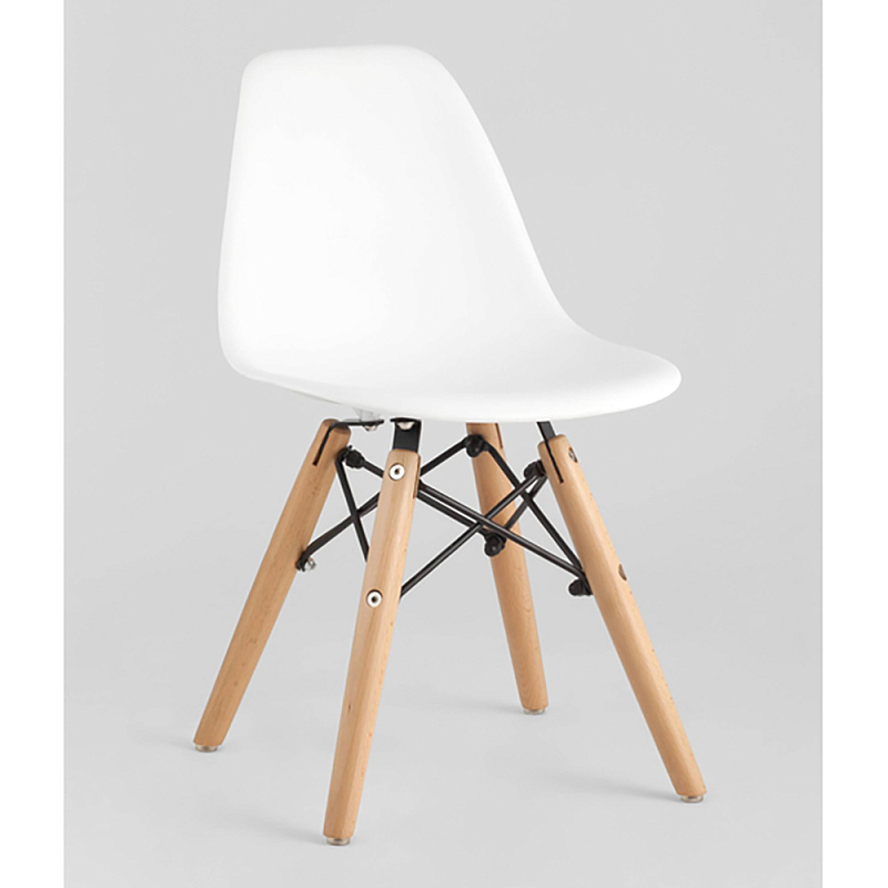 Пластиковый стул на ножках из массива бука Eames Small White Белый Древесина Пластиковый стул на ножках из массива бука Eames Small White Белый Древесина в Челябинске | Loft Concept