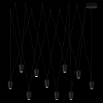 Подвесной светильник черными плафонами на длинных пересекающихся тросах Construction варинант исполнения - 8 | Loft Concept в Челябинске