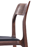 Стул деревянный с мягким сиденьем из черной натуральной кожи Moon Walnut Furniture варинант исполнения - 8 | Loft Concept в Челябинске