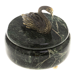 Шкатулка из натурального камня змеевик с фигуркой лебедя Stone Casket варинант исполнения - 2 | Loft Concept в Челябинске