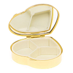 Таблетница карманная в форме сердца с 3-мя отделениями с зеркалом и накладкой из натурального камня Яшма Змеиная Gold Stone Pillboxes варинант исполнения - 3 | Loft Concept в Челябинске