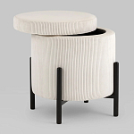 Молочный пуф на черных ножках SANJAY варинант исполнения - 2 | Loft Concept в Челябинске