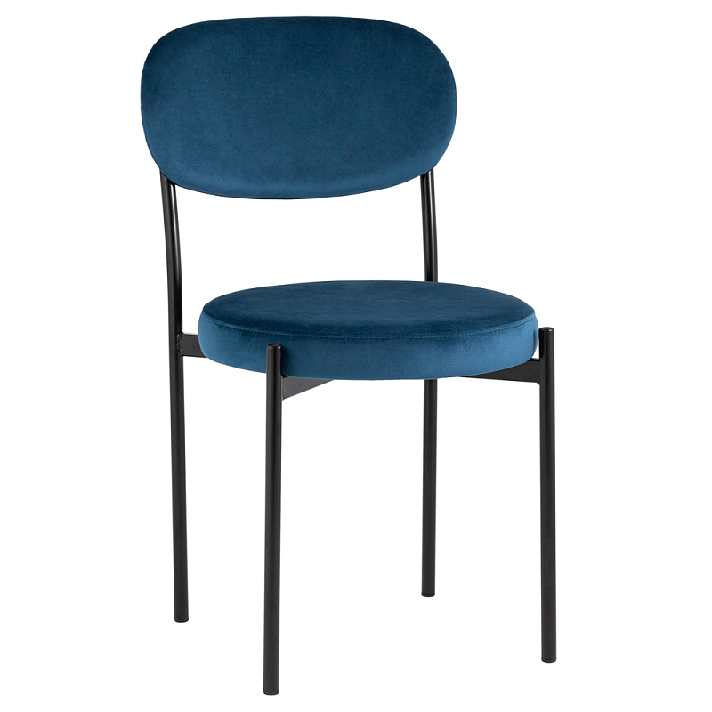 Стул с круглым сиденьем на металлическом основании ALFIE CHAIR Blue Синий Черный Стул с круглым сиденьем на металлическом основании ALFIE CHAIR Blue Синий Черный в Челябинске | Loft Concept