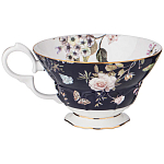 Чайный набор из фарфора темно-синий с рисунком цветов на 6 персон 12 предметов 280 мл Garden Whisper Porcelain Set  варинант исполнения - 3 | Loft Concept в Челябинске