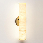 Бра с цилиндрическим плафоном из белого алебастра на круглом основании Латунь Cryptocrystalline Stone варинант исполнения - 1 | Loft Concept в Челябинске