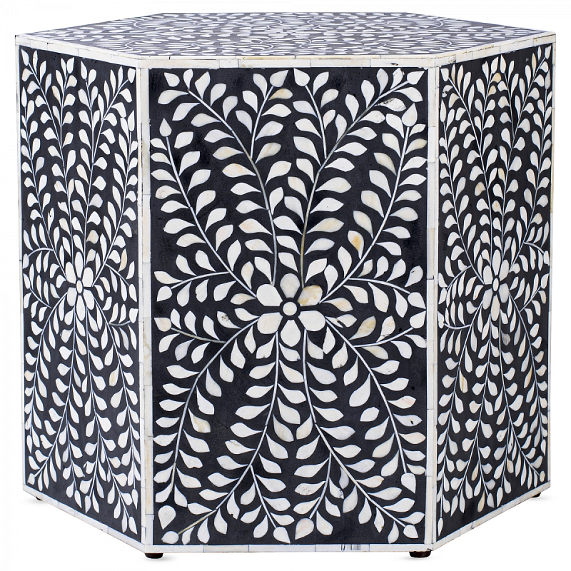 Табурет Inlaid Bone Hexagon Черный Белый Табурет Inlaid Bone Hexagon Черный Белый в Челябинске | Loft Concept