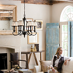 Люстра бронзового цвета с бежевыми абажурами из органзы в классическом стиле Hinkley варинант исполнения - 9 | Loft Concept в Челябинске