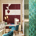 Обои ручная роспись в стиле Арт-деко Assemblage Original colourway on red silk dupion варинант исполнения - 3 | Loft Concept в Челябинске