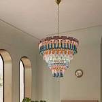 Люстра круглая с декором из разноцветных элементов в виде листьев Changing Seasons варинант исполнения - 6 | Loft Concept в Челябинске