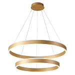 Люстра подвесная светодиодная с двумя золотистыми кольцами Диаметр 80 см Ring Horizontal варинант исполнения - 1 | Loft Concept в Челябинске