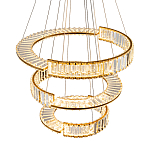 Светодиодная трехъярусная кольцевая люстра из хрусталя и стали с пультом для регулировки света Maude Crystal Light варинант исполнения - 3 | Loft Concept в Челябинске