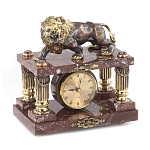 Часы настольные из креноида и бронзы с декором в виде льва Lion Stone Clock варинант исполнения - 2 | Loft Concept в Челябинске