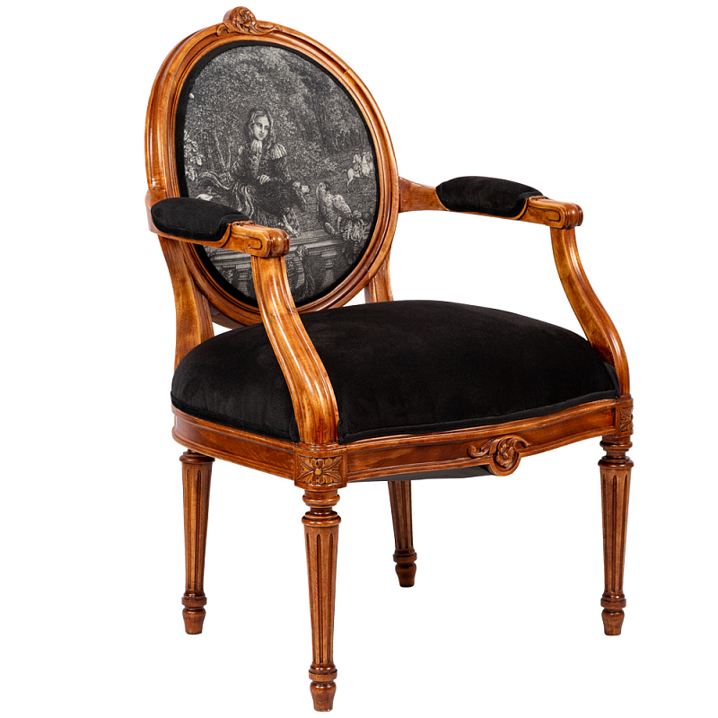 Кресло Marimon Armchair Left Черно-белый Коричневый в Челябинске | Loft Concept 